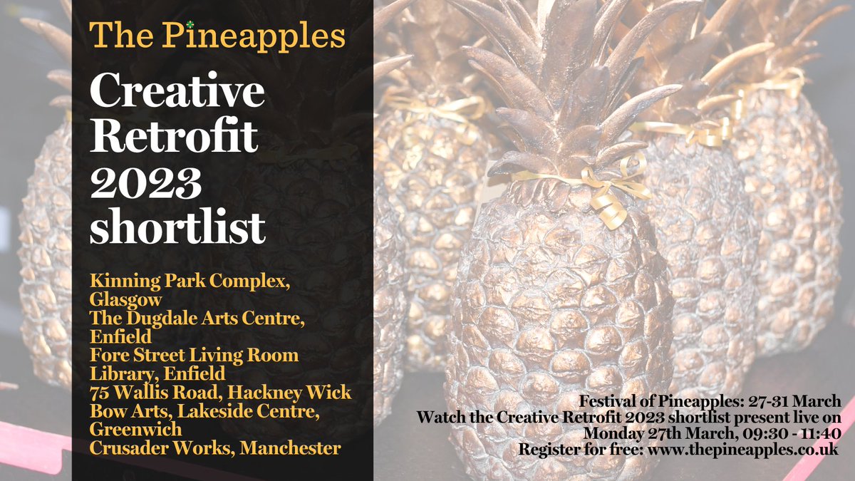 We're delighted to share that one of our latest projects - the Dugdale Arts Centre [<a href="/DAC_Enfield/">Dugdale Arts Centre</a>] in #Enfield - has been shortlisted in the 'Creative Retrofit' category at #ThePineapples! 🍍 @thedeveloperuk <a href="/festivalofplace/">Festival of Place</a>

See the full shortlist here: bit.ly/3JEpW19