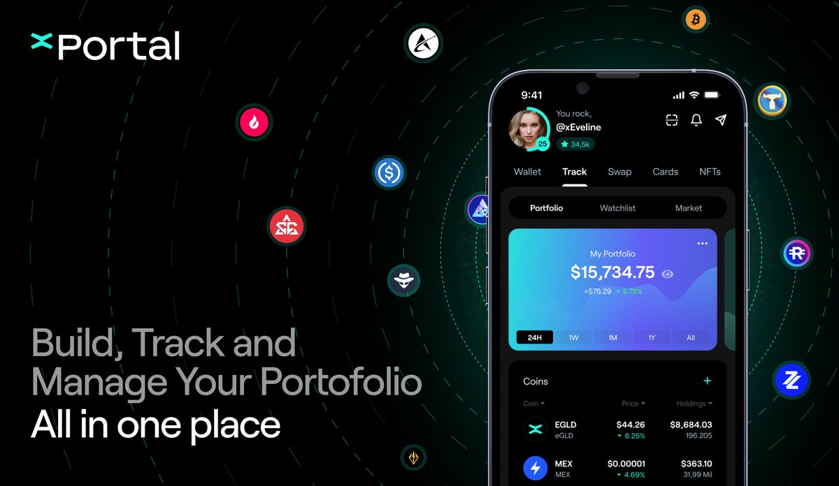 xPortalApp's tweet photo. If you’re anything like 90% of the market, you’re looking up your portfolio’s worth every 5 minutes.

xPortal makes it easy for you!

Build multiple portfolios, track a wide array of assets and gage their evolution over time.

All in one place 📲 https://t.co/bgGjZjMwBq