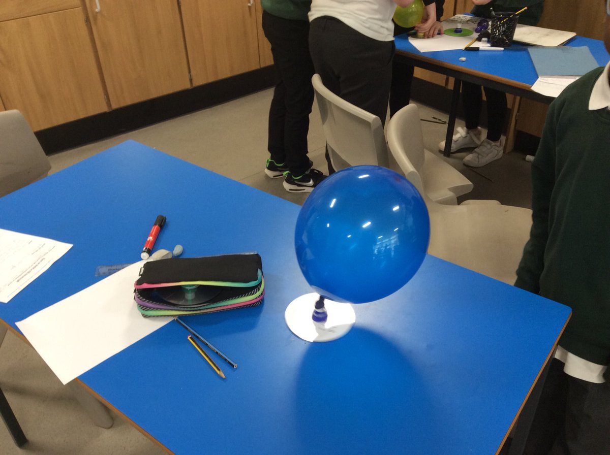 MrsTeillard's tweet photo. P6 were investigating friction and air resistance by building simple hovercrafts from old CDs, bottle tops and balloons! https://t.co/NY6L7Z6Cq3
