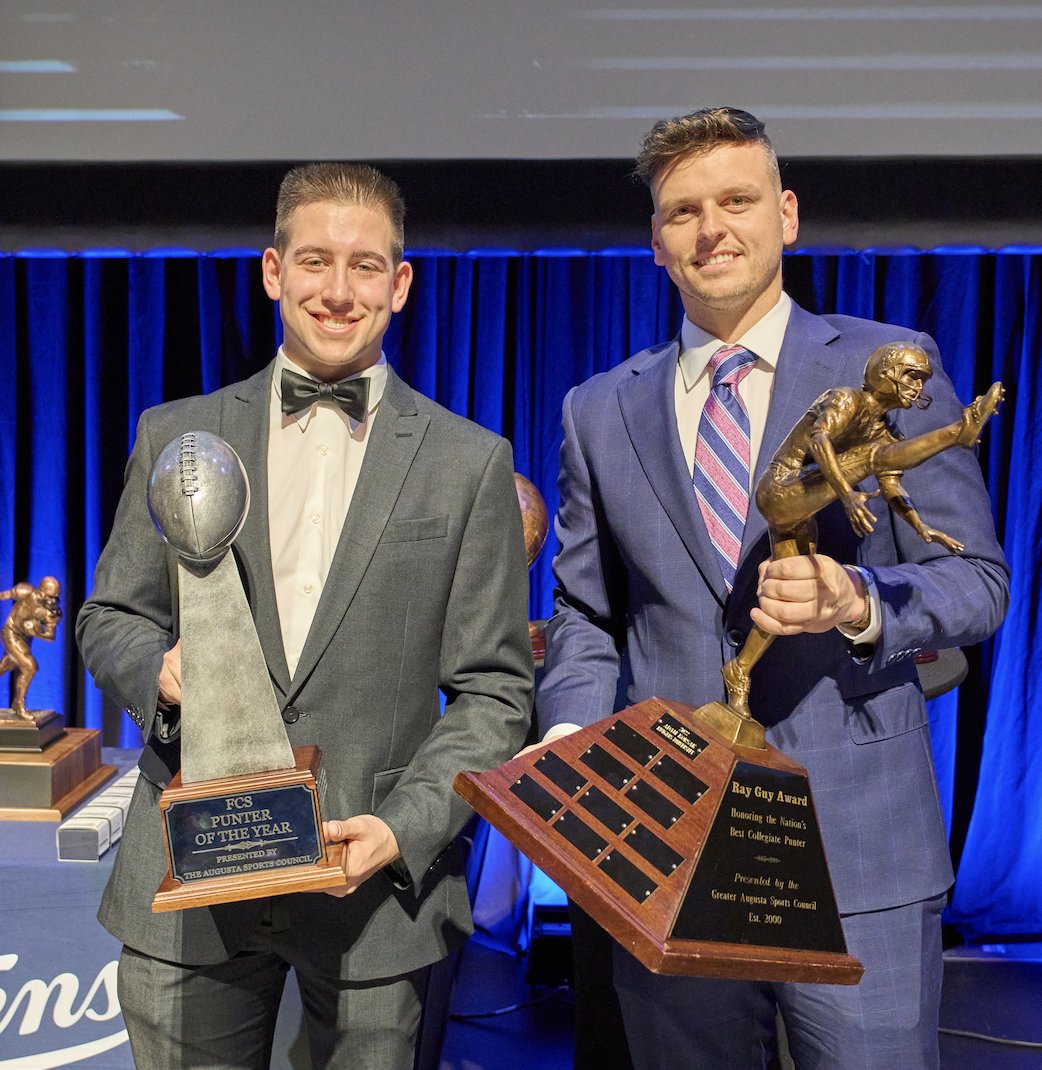 We were honored to host our 2022 FCS Punter of the Year, Patrick Rohrbach, and our 2022 Ray Guy Award Punter of the Year, Adam Korsak in Augusta at our local All CSRA Football banquet!
#RayGuyAward #FCSPunteroftheYear