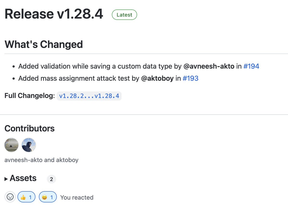 Aktodotio's tweet photo. 👋 Hello! We will be posting our release updates here from now on. Here is our first update! 

Akto v1.28.4 release update 🔊
⭐️ 1 New test
🙋🏼‍♂️ 2 Contributors

https://t.co/4yZE7oDVgC

#opensource #apisecurity #devsecops #MassAssignment https://t.co/xKA61032ep