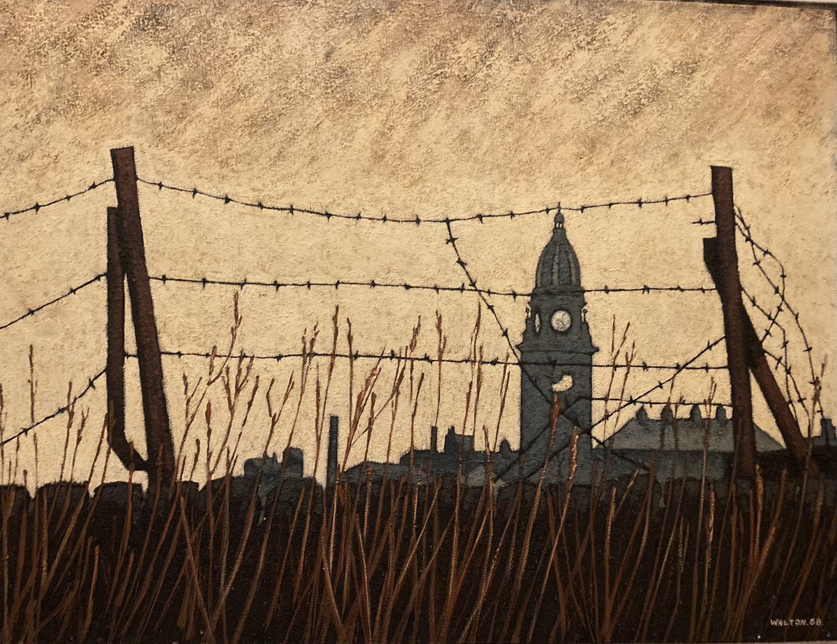 Jonatha07026302's tweet photo. Stuart Walton, Morley town hall 1968, acrylic on board, 37” x 28”. Available, Looking to frame this and probably auction #stuartwalton #northernart https://t.co/HfuJSssD8H