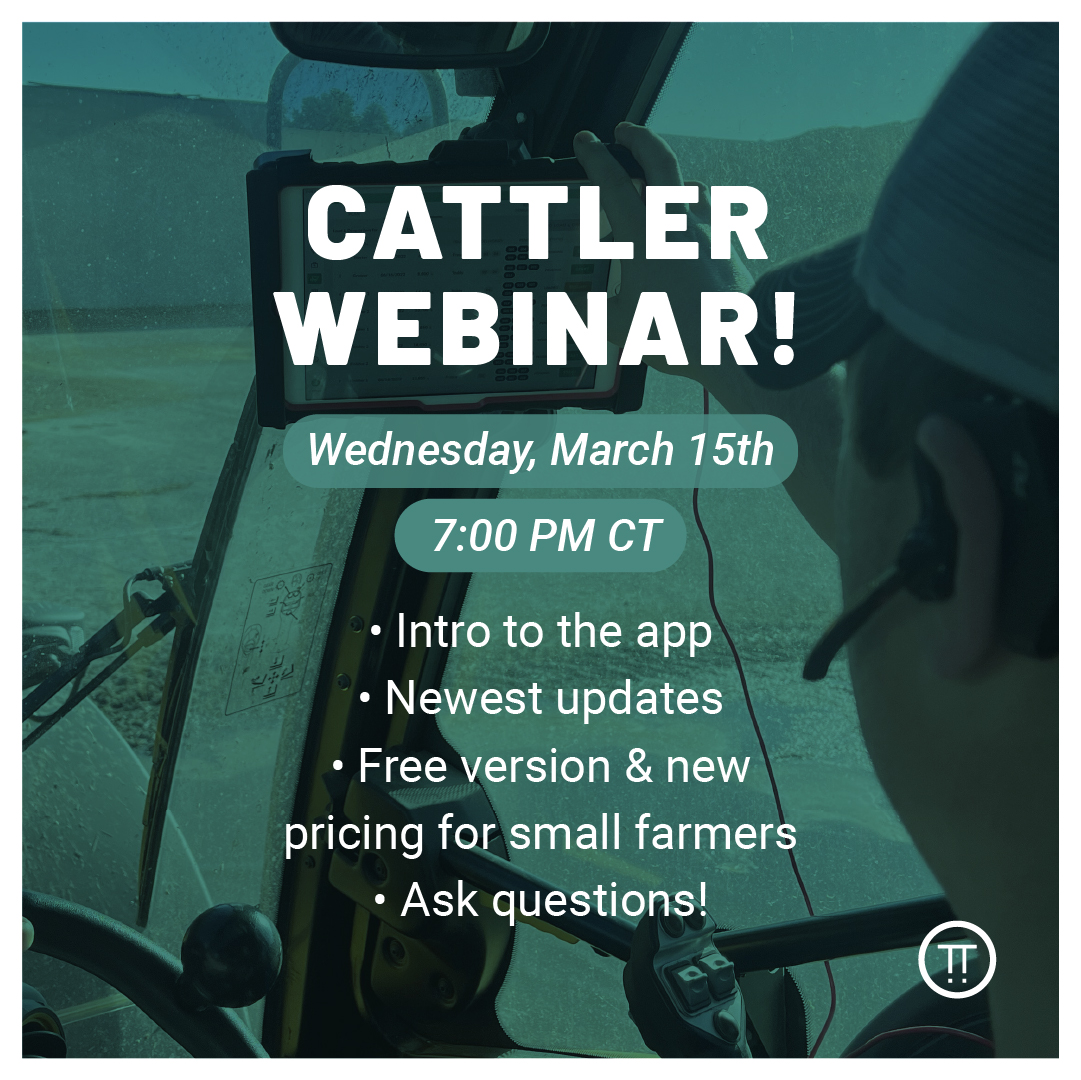 Cattler2's tweet photo. Join us for the Cattler Webinar on March 15 at 7 PM CT!
A great opportunity to learn more about how Cattler operates and what is coming is coming down the pipeline!
Link: https://t.co/SQJP0Ajvsn
See you there! You will not want to miss out!
#AgTwitter #beeftech #beef https://t.co/qDoBSr4ZuP