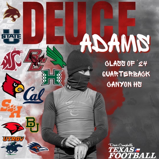 Don't let the 𝔇𝔢𝔲𝔠𝔢 𝔤𝔢𝔱 𝔏𝔬𝔬𝔰𝔢

texasfootball.com/recruiting/pla…

<a href="/AdamsDeuce/">Deuce Adams</a> | #dctf #txhsfb