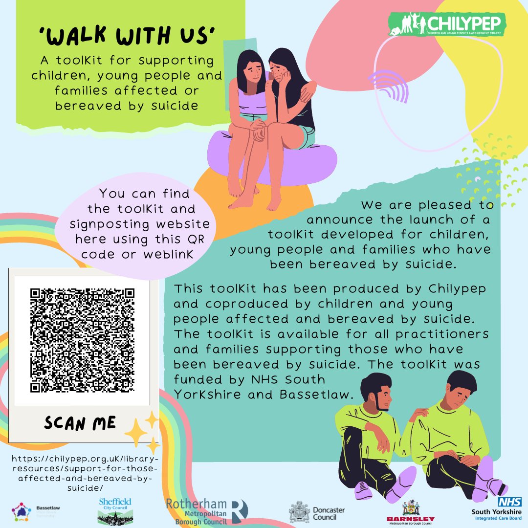 Children, young people &amp; families who have been bereaved by suicide have developed a new toolkit to help the people who support them in the aftermath of their bereavement, supported by <a href="/Chilypep/">Chilypep</a>, <a href="/NHSSYICB/">NHS South Yorkshire</a> and Local Authorities.

🔗bit.ly/3q0dpdN