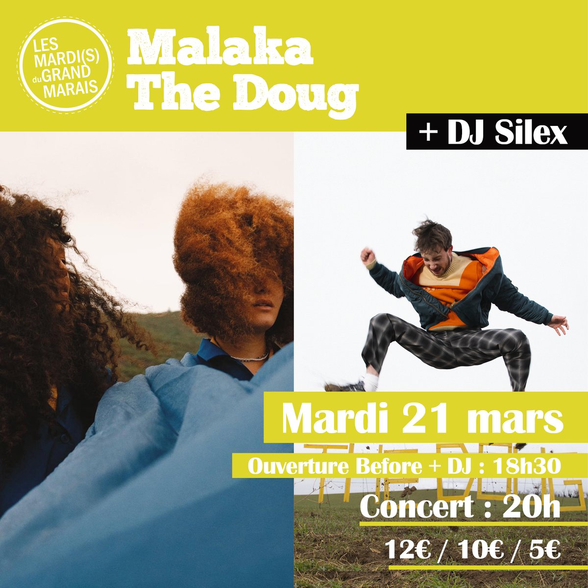 les_mgm's tweet photo. [ CONCERT ]
🎵 Le before des MGM fait son grand retour avec, cerise sur le gâteau, le concert du duo local roannais #Malaka et du très prometteur #TheDoug ! 

📅 Mardi 21 mars
📍 Salle du Grand Marais, 20h (before dès 18h30)
🎫 Billetterie : https://t.co/haAu3CPqKz https://t.co/tRJdvmY9l8