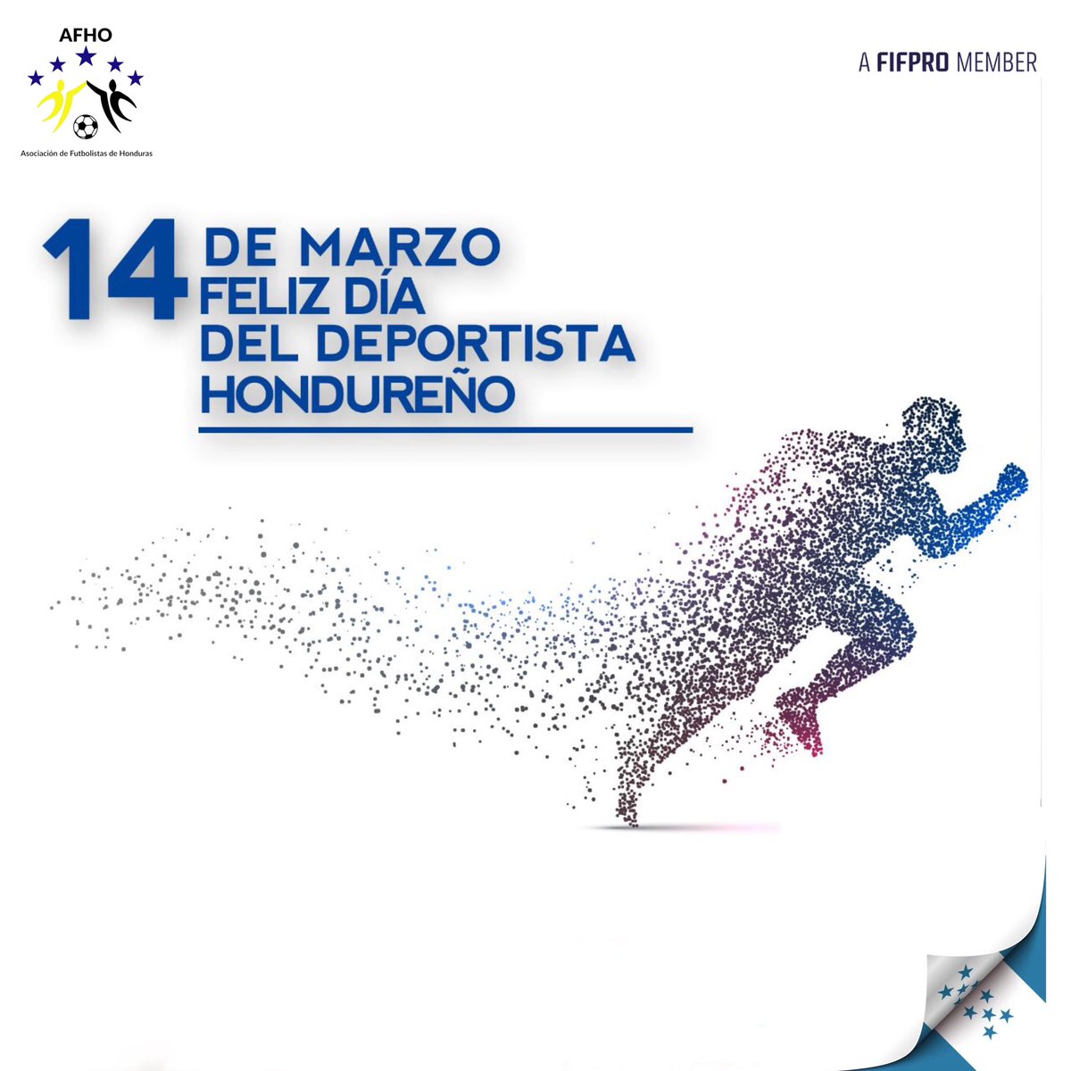 AFHO_HN's tweet photo. ¡Felicidades deportistas de Honduras!🇭🇳

En el día del Deportista Hondureño/a, la Asociación de Futbolistas de Honduras Felícita a toda la comunidad de atletas que representan a nuestros país y son fuente de inspiración, pasión y talento en el deporte.
@AFHO_HN https://t.co/7auHMPdOGb