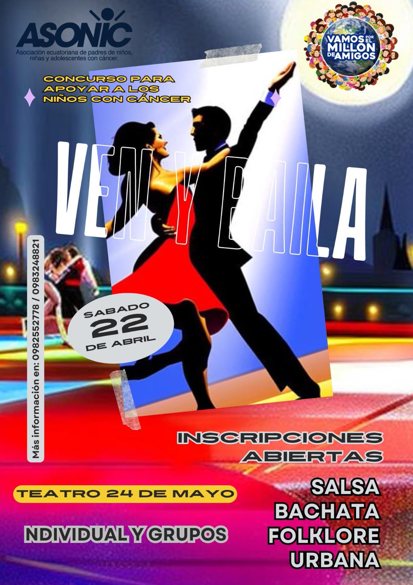 "𝙃𝙖𝙯 𝙦𝙪𝙚 𝙩𝙪𝙨 𝙥𝙖𝙨𝙤𝙨 𝙘𝙪𝙚𝙣𝙩𝙚𝙣: Ú𝙣𝙚𝙩𝙚 𝙖𝙡 𝙘𝙤𝙣𝙘𝙪𝙧𝙨𝙤 𝙙𝙚 𝙗𝙖𝙞𝙡𝙚 𝙥𝙖𝙧𝙖 𝙖𝙥𝙤𝙮𝙖𝙧 𝙖 𝙡𝙤𝙨 𝙣𝙞ñ𝙤𝙨 𝙘𝙤𝙣 𝙘á𝙣𝙘𝙚𝙧"
Las inscripciones ya están abiertas, ¡Inscríbete ahora!

Contacto para mas información 👇👇👇
wa.link/s5k5mk