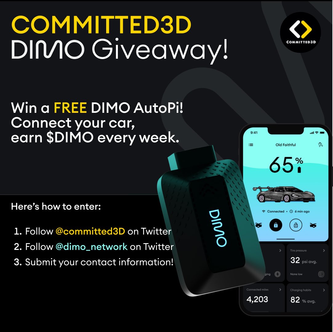 committed3d's tweet image. It’s happening — win a FREE @DIMO_Network AutoPi! 😎🙌🏼💯 

Enter here: bit.ly/dimogiveaway

Watch the video for full details: youtube.com/shorts/ldiqpO2…