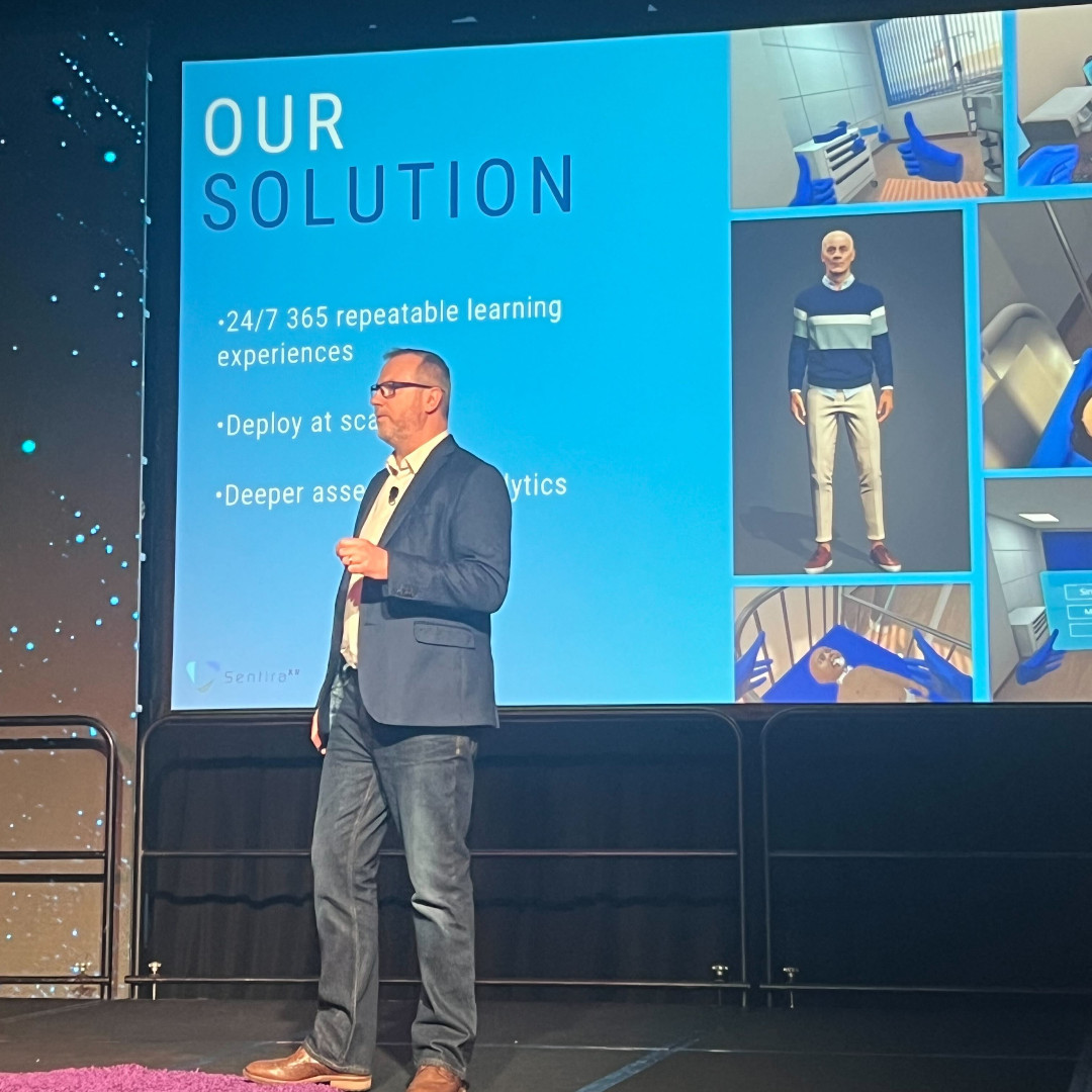 That was a super interesting Fast-Pitch from @SentiraXR's Jeremy Carter, on how to solve the problem of educating 10 MILLION new #healthcare workers using VR! #ATPConf #EdTech #BetterAssessments