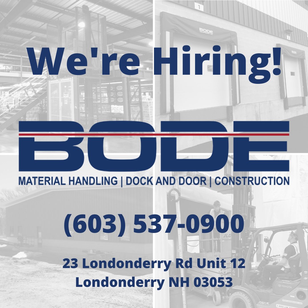 Looking for a job that will invest in you?

Bode invests in our employees w/ opportunities to succeed &amp; grow!

Our website has a handful of careers available in MA &amp; NH.

Click the link below for a full list w/ job descriptions &amp; our benefits brochure:

bodeequipment.com/about-bode-equ…