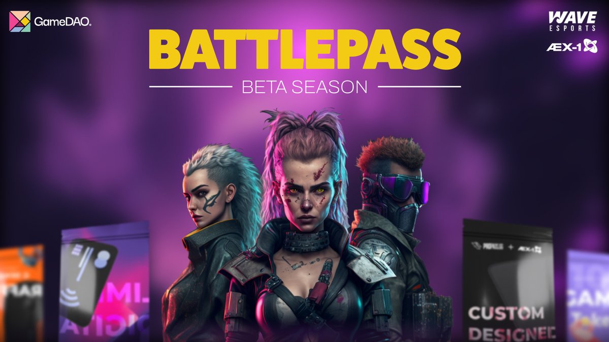 gameDAOco's tweet photo. โก๏ธExciting newsโก
G๏ธameDAO Battlepass BETA is LIVE featuring @WaveAUT pass!
How you can join the #wavepass?
1) Go to https://t.co/lqBgl4wmHA
2) Select 'Battlepass'
3) Join the WAVE Battlepass
Join now๐
https://t.co/lqBgl4wmHA https://t.co/a3VOoAM96f