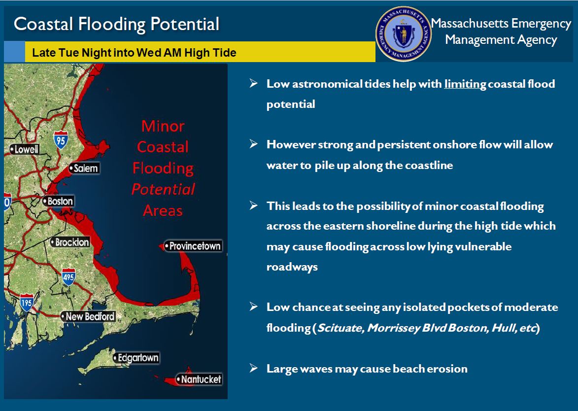 HullEmerMgmt's tweet photo. Strong Nor'easter to impact Tues 3/14 through Wed 3/15.
Strong Gusty winds will be present with some expected flooding in low lying areas along with Beach erosion. Potential for power outages. https://t.co/5lwBaTCLRO