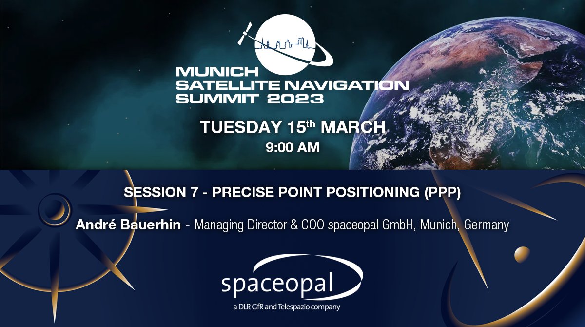 spaceopal's tweet photo. 🗓️Due to its high accuracy and global coverage, precise point positioning #PPP is a very advanced and challenging technique in satellite #navigation. André Bauerhin, Managing Director & COO of #Spaceopal, will discuss this tomorrow at the Munich Satellite Navigation Summit. https://t.co/eaMuXDwAtA