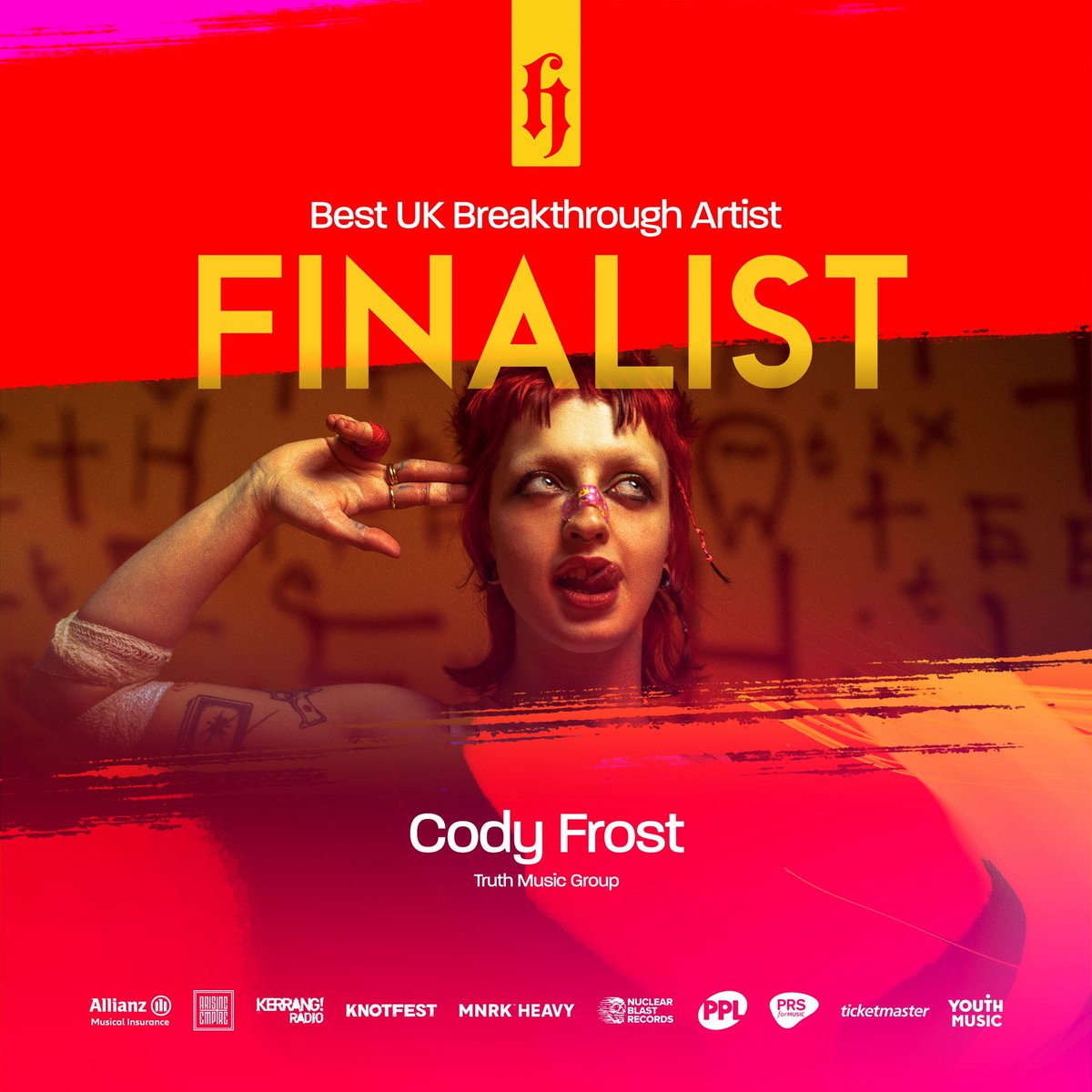 VDMMusic's tweet photo. FINALIST - @codyfrostmusic for this years Best UK Breakthrough Artist @heavymusicawards!!

Make sure you vote from link below: 

https://t.co/BNZcJJQH2Z https://t.co/2IbozaQrNd