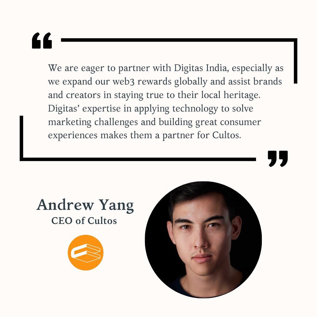 Cultos, know for driving innovation and success for global clients such as <a href="/MGAEnt/">MGA Entertainment</a> and the <a href="/spurs/">San Antonio Spurs</a> is pleased to partner with <a href="/Digitas_IN/">Digitas India</a> 

#partnership #tokenization #consumerengagement