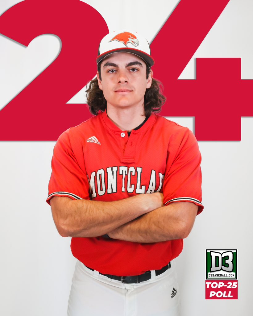 msuredhawks's tweet photo. For the first time this season, @MSURedhawkBall is ranked as part of the @d3baseball Top-25 Poll!

#ComeFlyWithUs | @montclairstateu https://t.co/4H7rmcRVJL