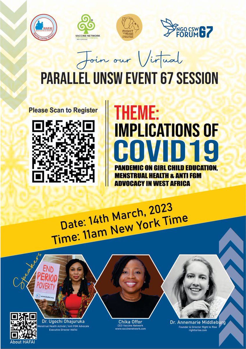 VaccineNet_NG's tweet photo. ONGOING!
We are discussing the Implications of COVID-19 Pandemic on Girl Child Education, Menstrual Health and Anti-FGM advocacy in West Africa.

Join NOW! #IWD2023 
@GlobalGirlsGLOW @HAFAIng @PathfinderInt @awdf01 @WomenforWomen @unfoundation @UN_Women @unwomenNG @UN_CSW https://t.co/Po6dPBBgpT