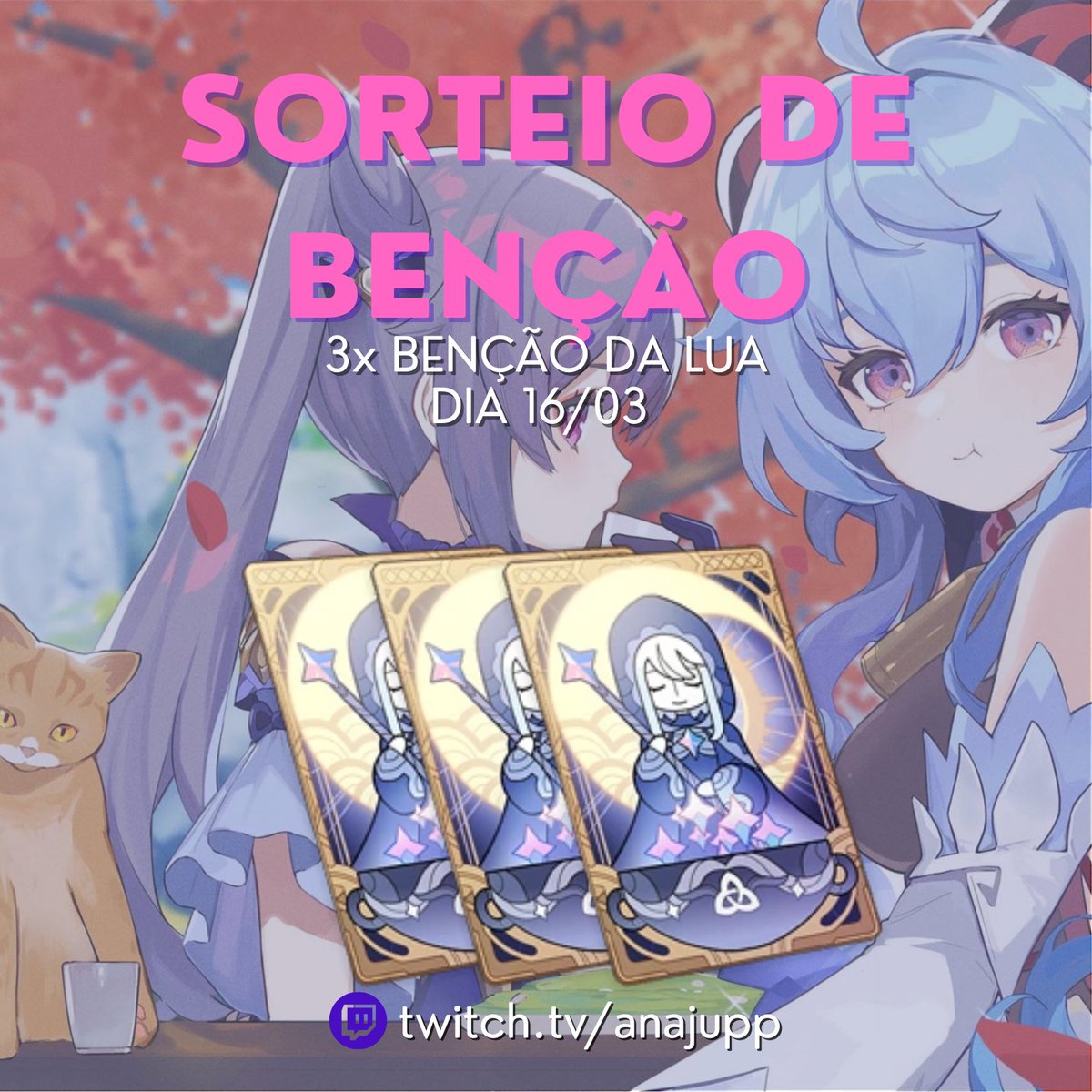 Anajup_'s tweet photo. ⚠️SORTEIO DE BENÇÃO

Dia 16/03 (Quinta-feira) vai ser minha primeira front page na Twitch e pra comemorar vou sortear 3 bênçãos da lua 

Para participar é só 
📍 estar na live dia 16/03 a partir das 22h
📍 dar RT nesse tweet https://t.co/A04zfZIWxF