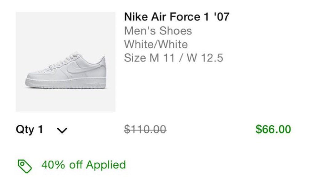 SAY on Twitter: "UPDATE! Nike removed the $66 dollar on Air Force 1's. Apparently it was an on the 40% discount https://t.co/IqH02EdISU" / Twitter