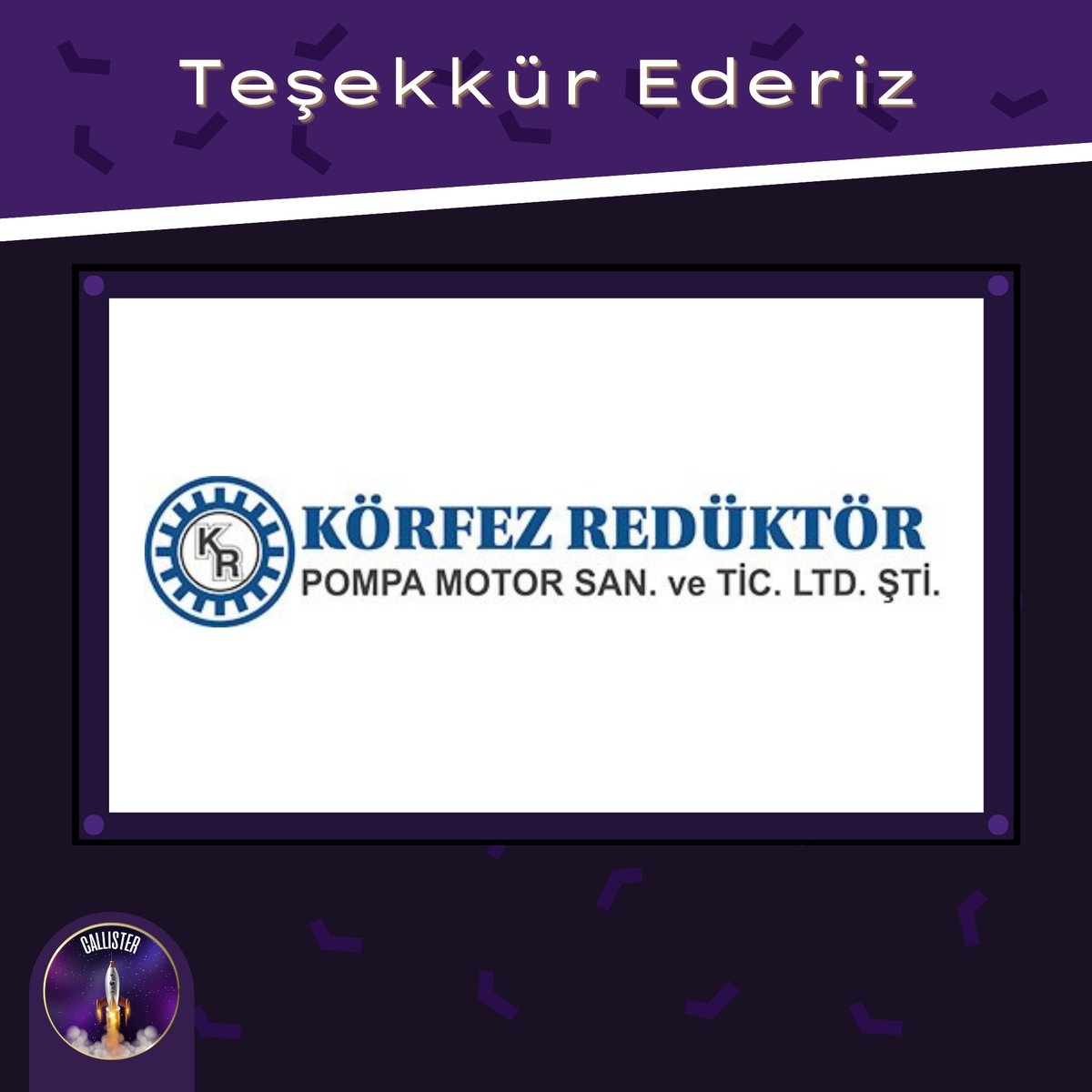 callisterfrc's tweet photo. Sağlamış oldukları destekler için Körfez Redüktör'e teşekkür ederiz ve gelecek çalışmalarında başarılar dileriz 💜

Körfez Redüktör, 2006 yılında İzmit'te kurulmuş olup sanayinin her alanında ihtiyaç duyulan endüstriyel malzeme ve ekipmanların tedariğini sağlayan bir şirkettir. https://t.co/9e5Pi28YRN