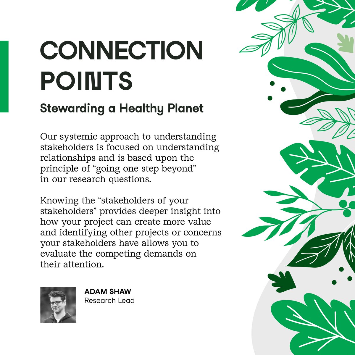 Coeuraj's tweet image. How can organizations design authentic &amp;amp; collaborative solutions to create a healthy planet? 🌳

One path forward is through #SystemsResearch.

We asked Research Lead, Adam Shaw, to break down how systems research helps organizations deepen an understanding of their stakeholders.