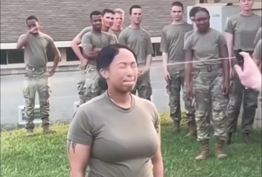 #PEEP: Female Soldier Goes Viral For Her Reaction To Being Pepper Sprayed!