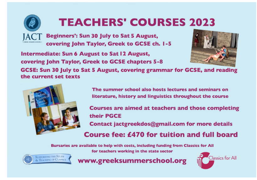 Intermed_Greek's tweet photo. Places still available if you want to start/improve your Greek!  Come along to meet lots of other Greek teachers, work on your Greek, enjoy the Dorset sunshine +discuss the ICCG! (Teacher bursaries available).
https://t.co/ngCRY9IuQj https://t.co/E99l1EgKSC