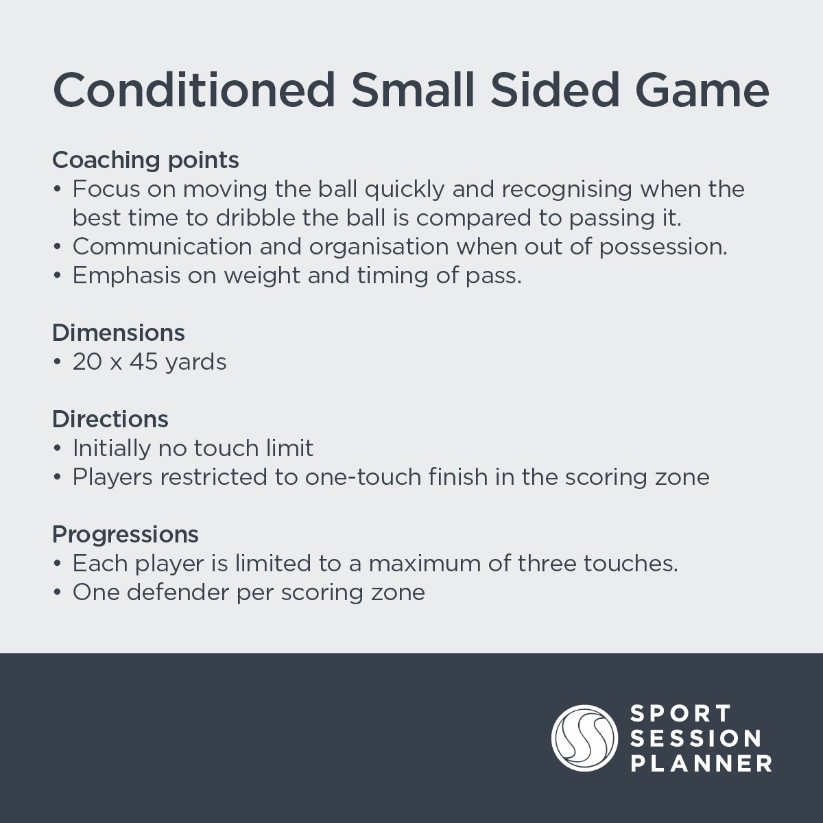 SSPlanner's tweet photo. • One-touch finish in the scoring zone
• Communication and organisation out of possession
• Focus on quickly and accurately moving the ball forward

Conditioned small-sided game… ⚽️ 🏃‍♀️