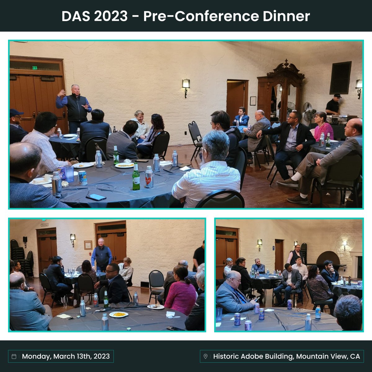 Highlights of #DAS2023 Pre-Conference Dinner at #HistoricAdobeBuilding.

#DAS #Agriculture #Farming #Agritech #AgTech #Folio3AgTech #Technology #Startups #BioTechnology #MicroBiome #VeticalFarming #FutureofAgtech #SmartAgriculture