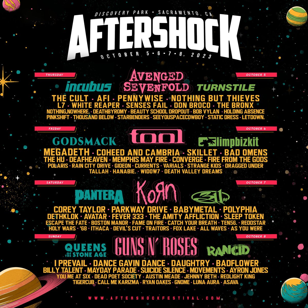 Here it is! The lineup for <a href="/AFTERSHOCKSAC/">Aftershock Festival</a> 2023 this October! 

Passes are on sale now &amp; Keep listening to ALT 94.7 for chances to win your way in.