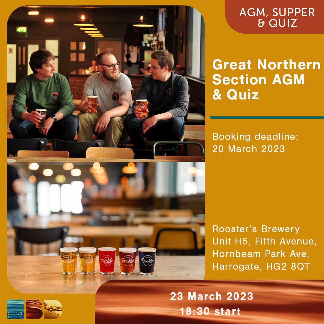 Join us at <a href="/RoostersBrewCo/">Rooster's Brewing Co</a> in Harrogate for the #IBD_GreatNorthernSection #AGM &amp; Quiz night. 

Stick around for food and a fun quiz! 

bit.ly/3xWTUXO