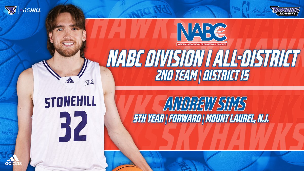 GoStonehill's tweet photo. 🚨 @StonehillBball 5th-year Andrew Sims has added @NABC1927 All-District 15 2nd team honors to his resume!

🏀 First All-District selection in program's Division I history
🏀 Program's first All-District performer since 2020

➡️https://t.co/RSc6l48zBs

#GoHill #NECMBB #NECHoops https://t.co/Vmb61Q0V1R