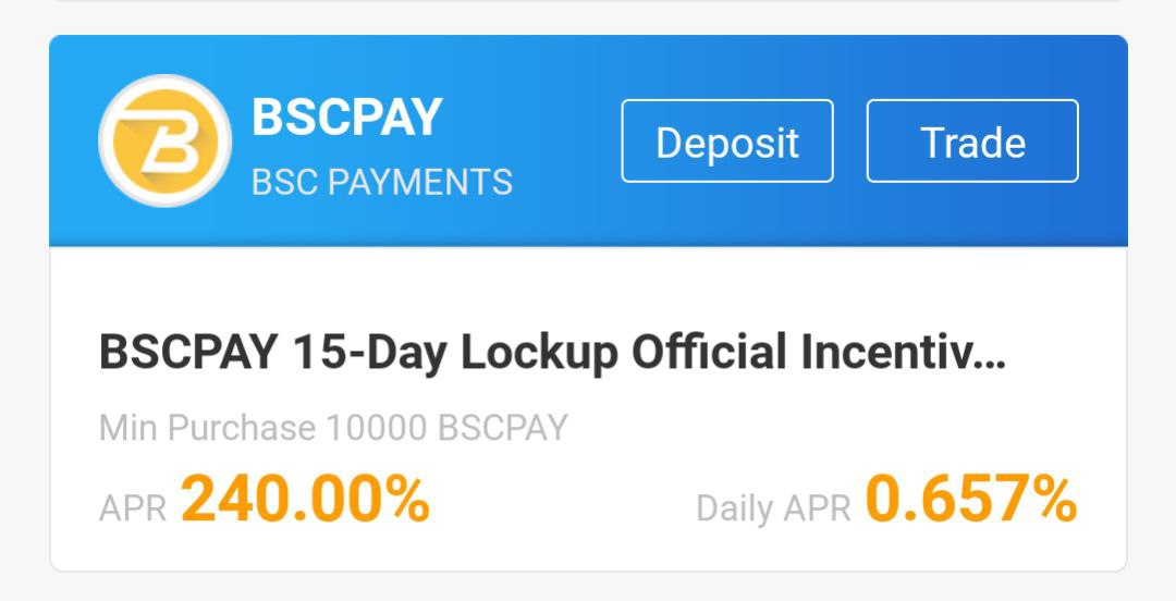 BSC Payments Official (@bscpayments) on Twitter photo ⭐️$BSCPAY Staking Round 2 is now live on Hotbit with 240% APR
📈Stake your $BSCPAY tokens for just 15 days & earn 10% Bonus on redemption.
🟢Update Hotbit App ➡️ Go to investment section ➡️ Search BSCPAY ➡️ And click on Purchase now
More Details👉🏻 hotbit.zendesk.com/hc/en-us/artic… ⭐️$BSCPAY Staking Round 2 is now live on Hotbit with 240% APR
📈Stake your $BSCPAY tokens for just 15 days & earn 10% Bonus on redemption.
🟢Update Hotbit App ➡️ Go to investment section ➡️ Search BSCPAY ➡️ And click on Purchase now
More Details👉🏻 hotbit.zendesk.com/hc/en-us/artic…