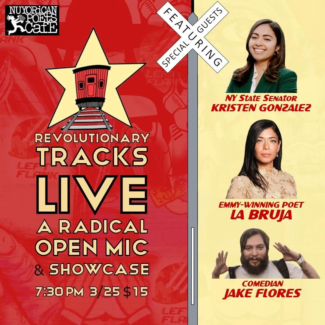 LeftFlankVets's tweet photo. Excited to bring Revolutionary Tracks LIVE as an open mic &amp; showcase at the legendary @NuyoricanPoets, with special guests @Gonzalez4NY, @LaBrujaNYC &amp; @feraljokes

Bring your best verses, tunes or just come hang
https://t.co/x0yRs63a3I https://t.co/OEXJgLHLz7