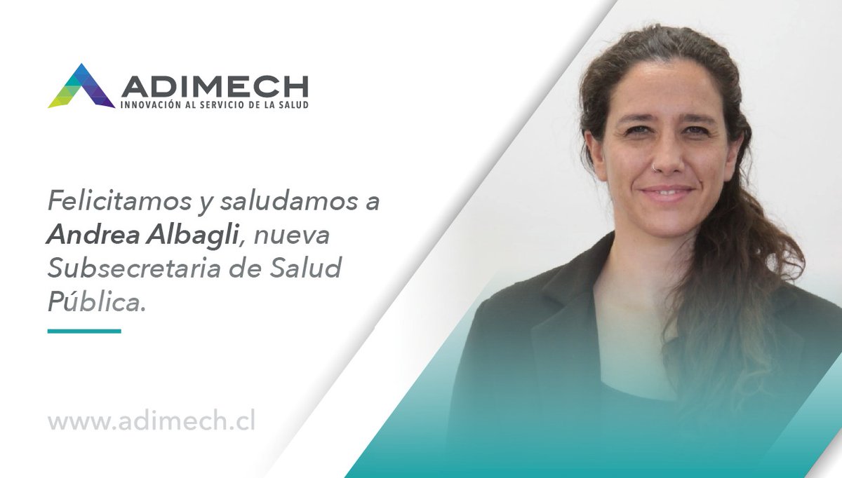 Adimech_Chile's tweet photo. 👏🏼 Junto con felicitarla por su nombramiento, ofrecemos nuestra colaboración para visibilizar el impacto de la tecnología e innovación en el bienestar, calidad de vida y salud de las personas.
#salud #calidaddevida #tecnología #innovación https://t.co/f7VABXWHg0