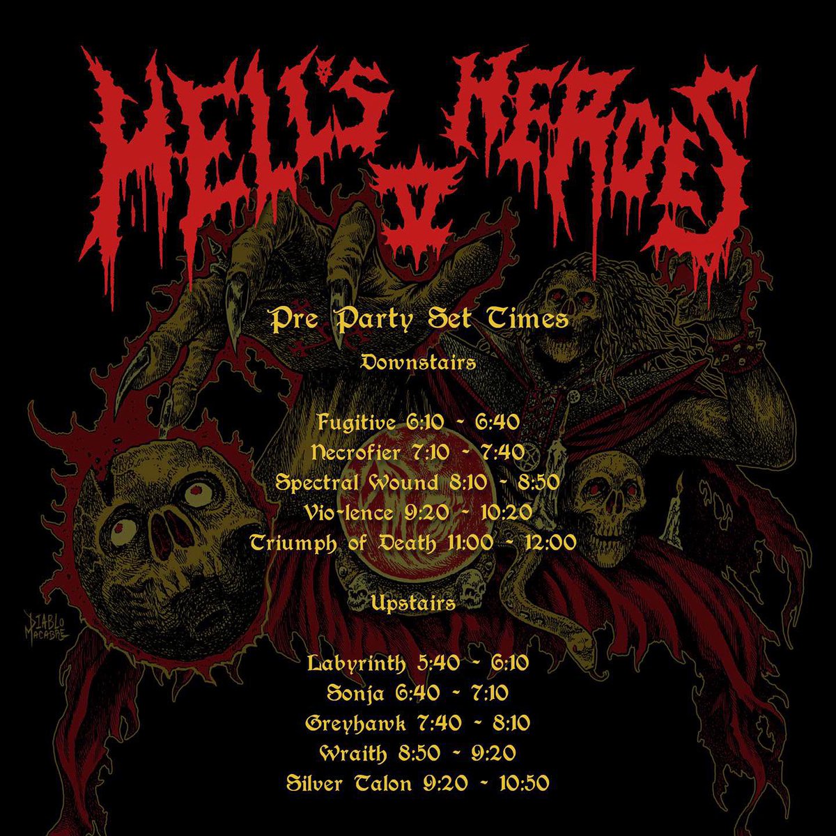 silvertalon93's tweet photo. Hell’s Heroes pre-party set times. CORRECTION - we’re actually on at 10:20, not 9:20, directly after VIO-LENCE
.
Can’t wait to see you all there and share the stage with this incredible lineup! 
.
#silvertalon #hellsheroes #heavymetal https://t.co/tZjslZ9GJ3
