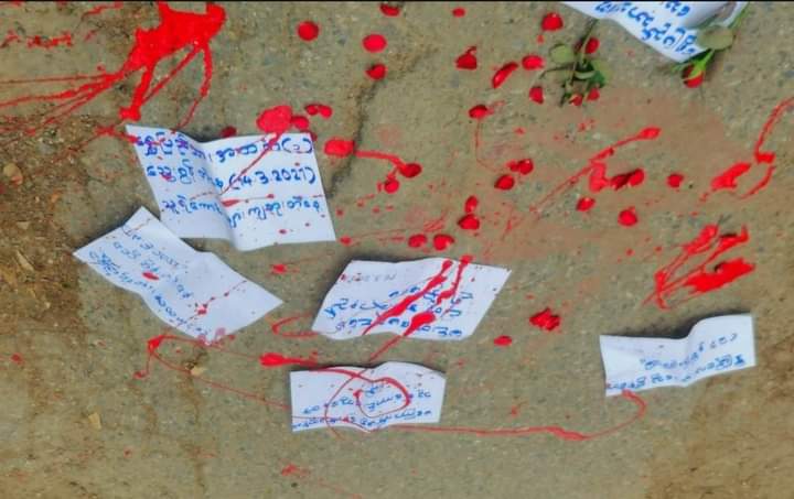 NantEiThandar's tweet photo. Marking 2 yr anni of junta's crackdown in front of B.E.H.S (1) in Yangon's #Shwepyithar township, Shwepyithar township students' unions (ABFSU) held an anti-junta movement on March 14, in memory of fallen democracy heroes.
#WarCrimesOfJunta
#2023Mar14Coup
#WhatsHappeningInMyanmar https://t.co/pyBxAUaYIH