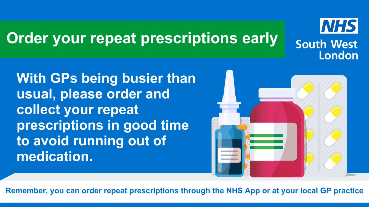 📣 Do you take medication regularly? ⌛ With GP’s being busier than usual, it’s important to check your prescription and order what you need and in plenty of time.