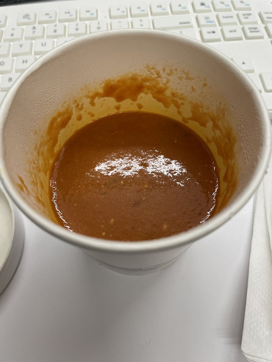 TheSavageSlav's tweet photo. @Pret is this really a large soup? Why did they charge me $10 for a half-filled container? https://t.co/DBdWwpsB3D