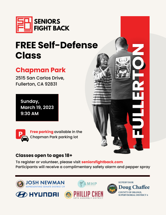 JoshNewmanCA's tweet photo. In response to the dramatic increase in violence against our seniors, especially our AAPI seniors, we are partnering w/ Seniors Fight back, @PhillipChenCA, Supervisor Doug Chaffee, @asianmhproject &amp; @Hyundai to host a FREE self-defense class this Sunday.
➡️https://t.co/gzQIf8w6LU https://t.co/zvcW7XeVsl