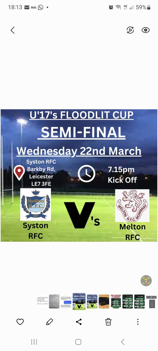This should be a cracking game next week <a href="/FOR_LRU/">Leics Rugby Union</a> <a href="/SystonRFC/">Syston RFC</a>