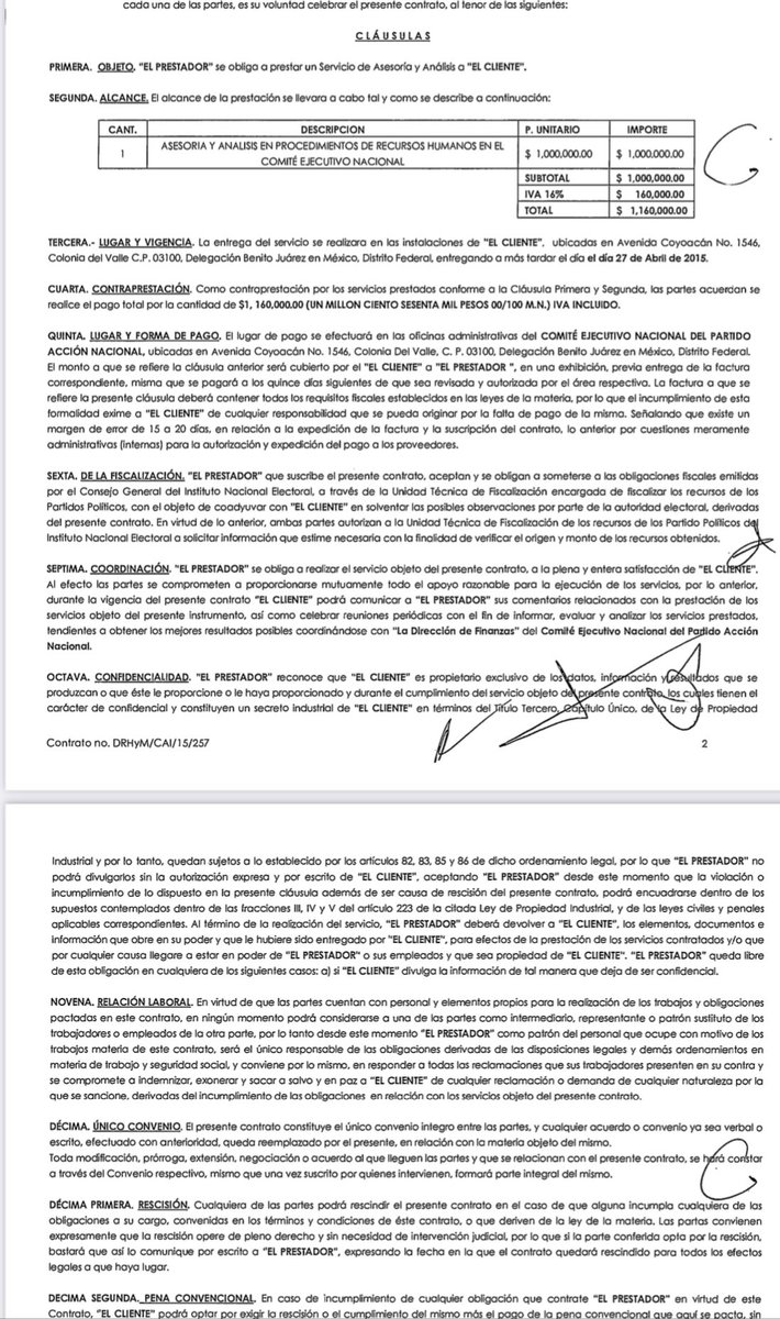danysantoyo_'s tweet photo. Este es el contrato de 1 millón 160 mil pesos que revela como él PAN hizo negocios sucios con la empresa del Narco Secretario de Seguridad Pública, Genaro García Luna.

Este partido debería perder el registro, es una abominación para la vida pública de México.

#NarcoPartidoPAN https://t.co/NyFMLgOYVJ