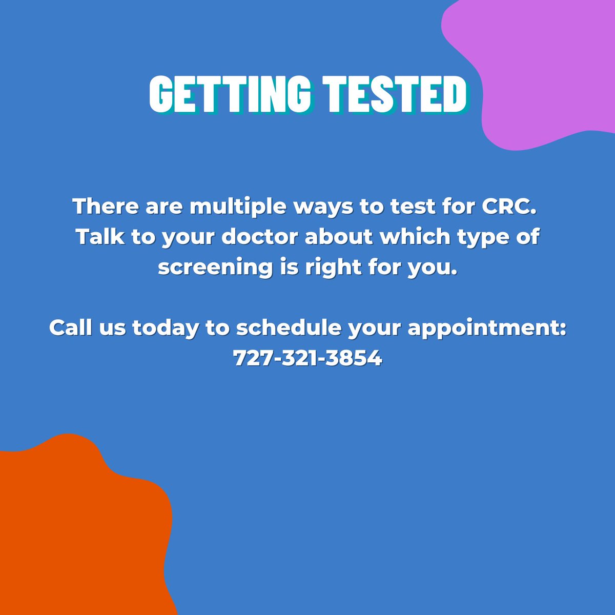 March is Colorectal Awareness Month! 

Don't wait until it's too late, get screened and protect your health.

 #colorectalawareness #getscreened #protectyourhealth #TampaBay #Healthcare #StPetersburg #ColonCancer