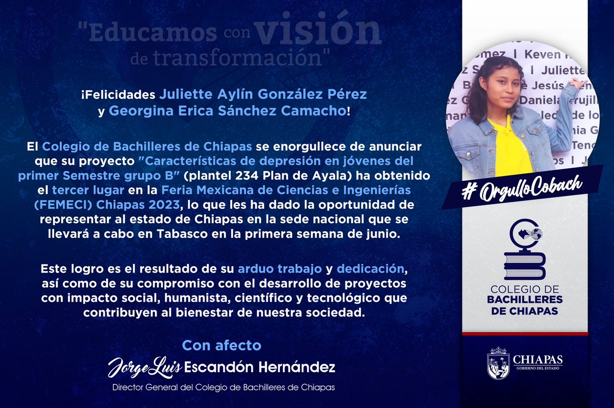 cobachchiapas's tweet photo. ¡Muchas felicidades!

#OrgulloCobach

#EducamosConVisiónDeTransformación https://t.co/w4dBk4aiNX