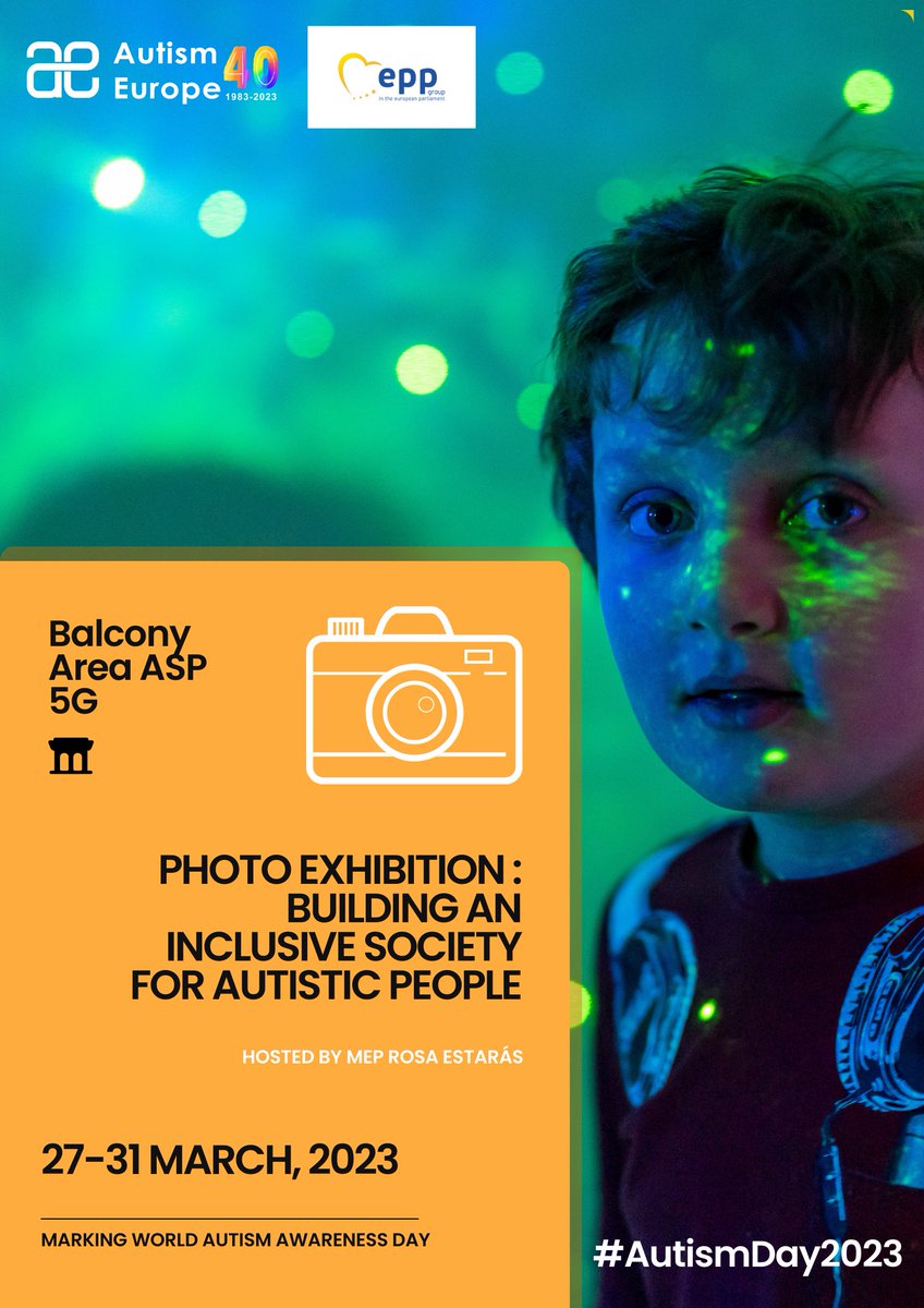 Photo exhibition at the European Parliament organised by our partner <a href="/AutismEurope/">Autism-Europe</a> and MEP Rosa Estarás 

This is a unique opportunity to learn about autism and lived experiences from great pictures and the stories behind

👐Opening event on March, 28th at 11AM