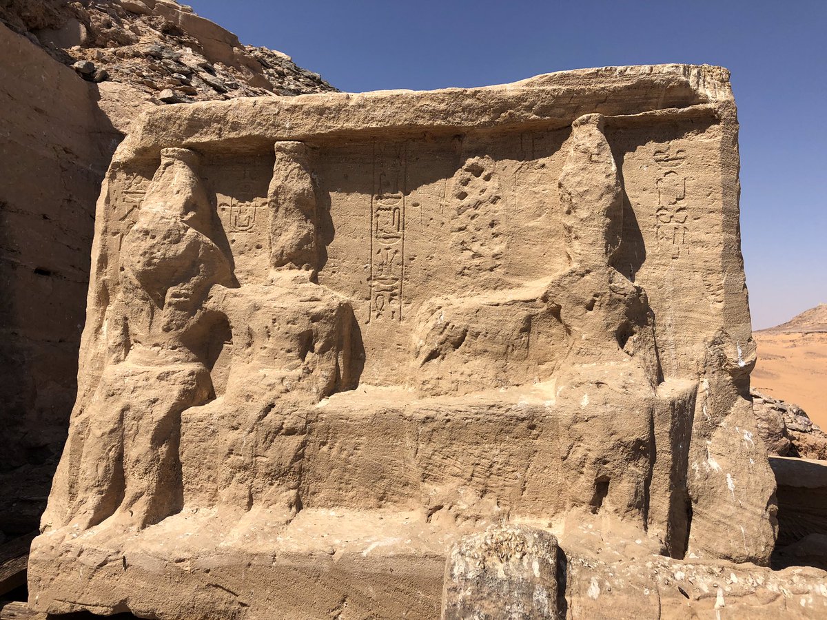 landoflove20's tweet photo. Statue of the King #Thutmosis1 probably with #Khnum , #Anukht , #Satet in #Wadi_elSebou #Lake_Nasser 🇪🇬⛵️⛵️ https://t.co/aTajxwYcdW