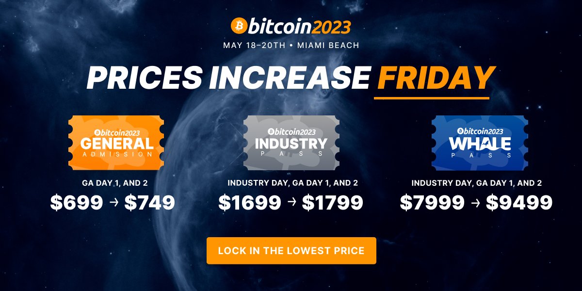 So_Flo_Events's tweet image. 70 days left until Bitcoin 2023! Ticket price increase as the event is getting closer. Get yours @ b.tc/conference/bit…

#bitcoin #btc #miami #bitcoin2023 #crypto #cryptocurrency