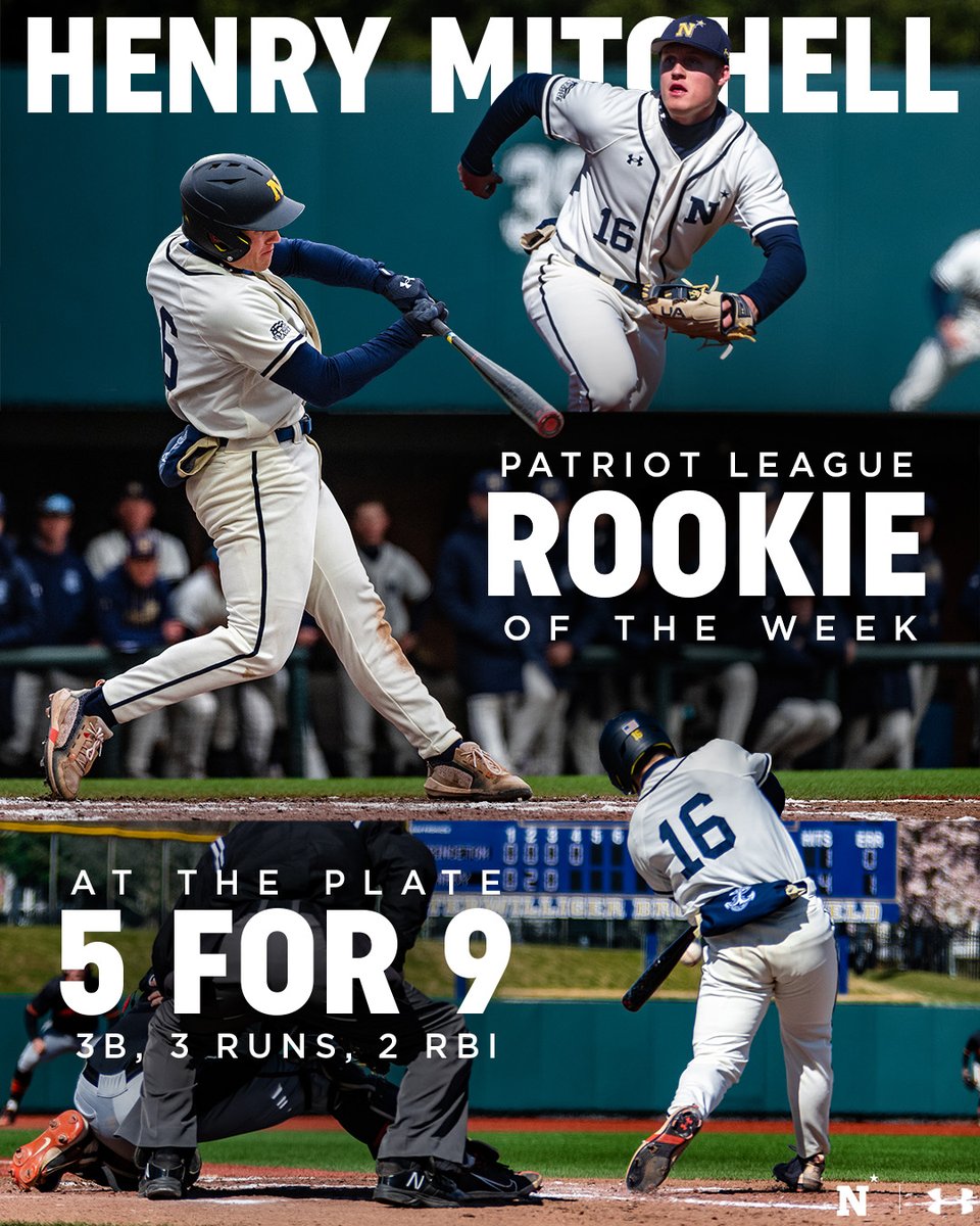 Navy Baseball (@navybaseball) on Twitter photo Recognizing a 🔥🔥🔥 weekend!
Congrats to infielder Henry Mitchell on being named the <a href="/PatriotLeague/">Patriot League</a> Rookie of the Week.
📰 tinyurl.com/2egzqjne
#GoNavy | <a href="/NCAABaseball/">NCAA Baseball</a> Recognizing a 🔥🔥🔥 weekend!
Congrats to infielder Henry Mitchell on being named the <a href="/PatriotLeague/">Patriot League</a> Rookie of the Week.
📰 tinyurl.com/2egzqjne
#GoNavy | <a href="/NCAABaseball/">NCAA Baseball</a>
