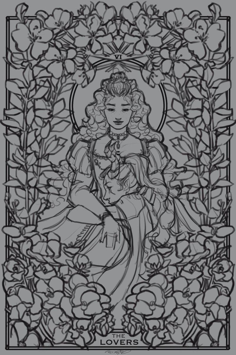"The Lovers"
Tarot sketch for a full painterly piece im working on! These lovely characters are not mine, im just making the art